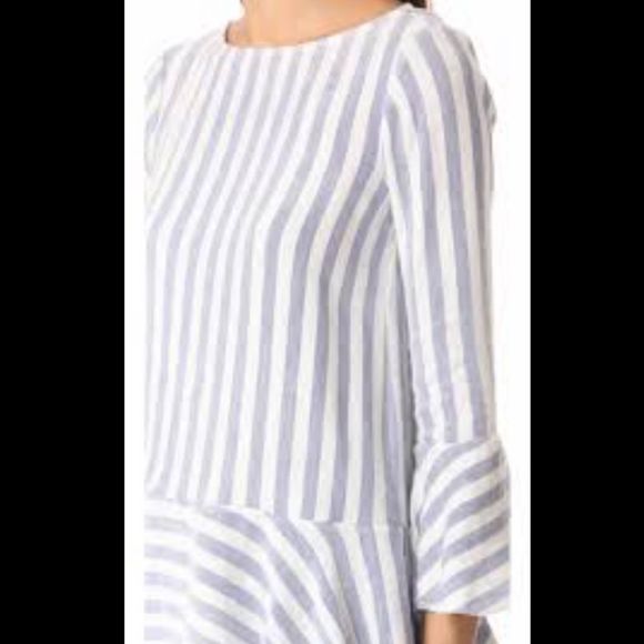 Revolve Alice + Olivia White Doyle Trumpet Sleeve Striped Blouse - Picture 4 of 13